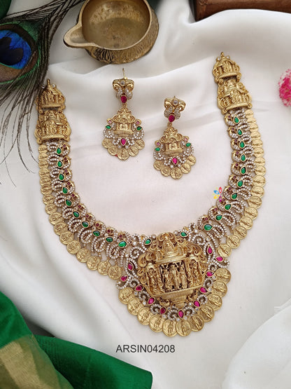 Bridal Seetha Ram Pendant with Kasu Necklace