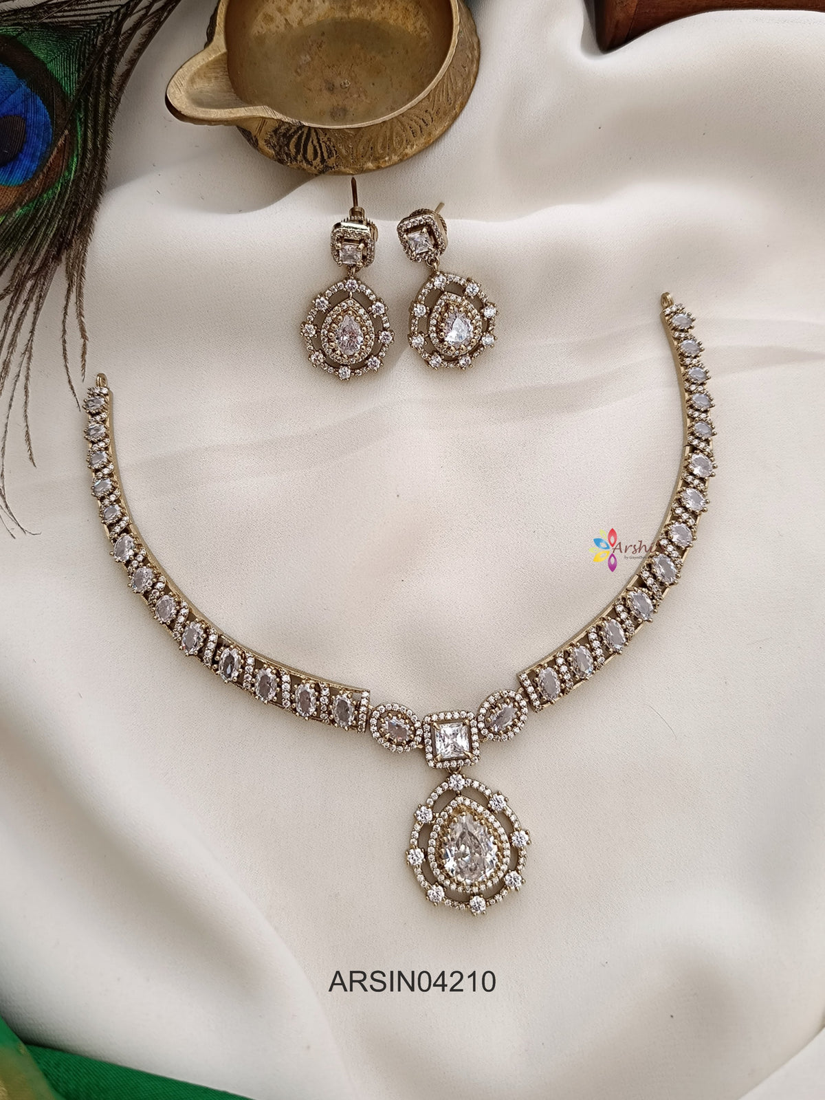 White Tear Drop Stone Necklace