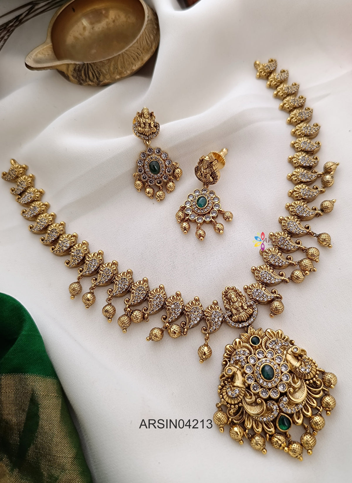 Antique Peacock Pendant Necklace
