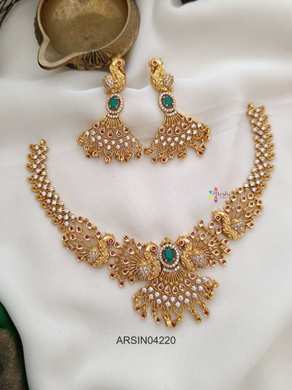Peacock White Stone Necklace