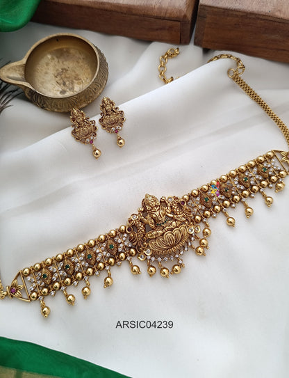 Lakshmi Floral Gold Drops Choker