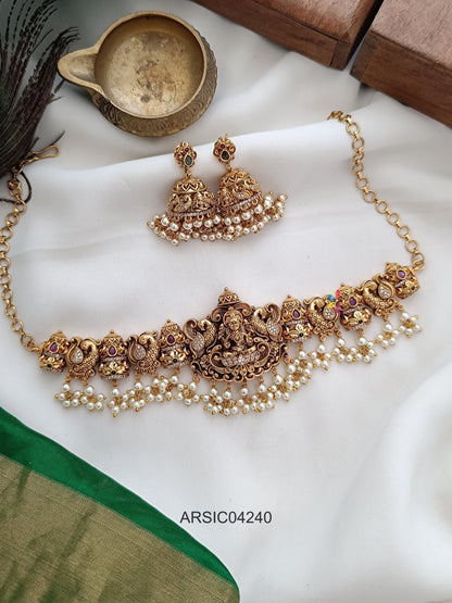 Antique Lakshmi Peacock Guttapusalu Choker