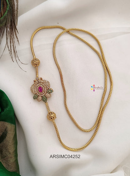 Peacock Stone Motif Mugappu Chain