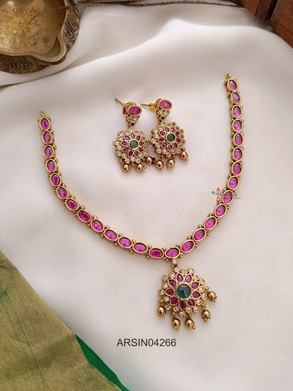 Ruby Stone Attigai Necklace