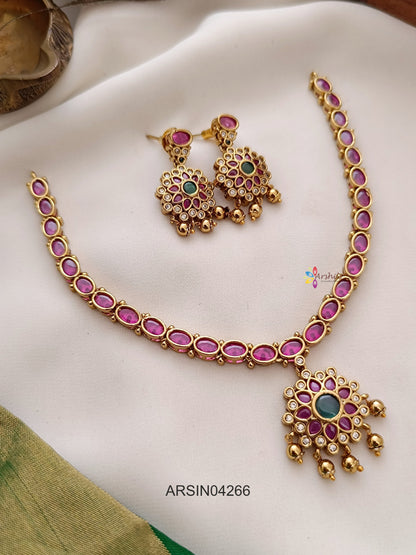 Ruby Stone Attigai Necklace