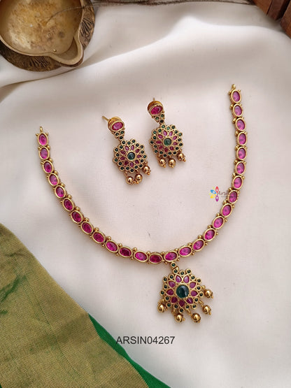 Ruby Stone Attigai Necklace