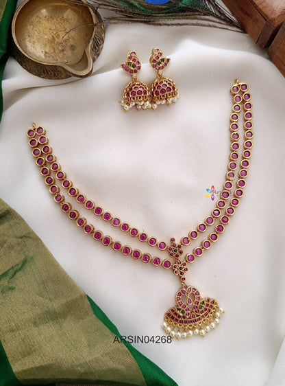 Two Layer Ruby Stone Attigai Necklace