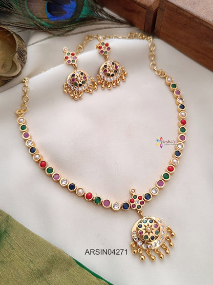 Navarathna Stone Attigai Necklace