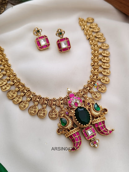Jadau Kundan Lakshmi Coin Necklace