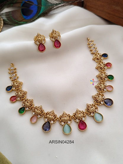Lakshmi Navarathna Tear Drop Stones Necklace