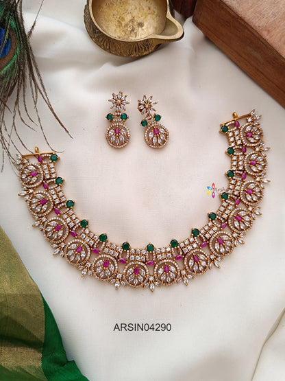 Floral Stone Coin Necklace