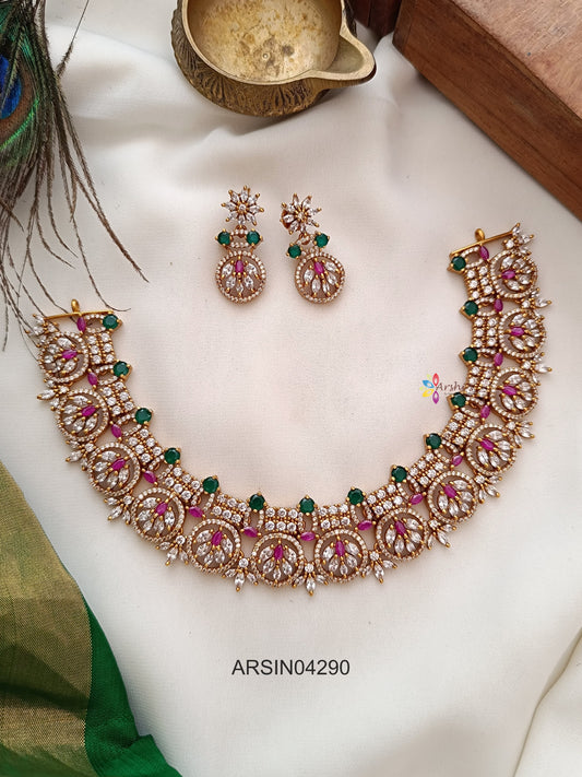 Floral Stone Coin Necklace