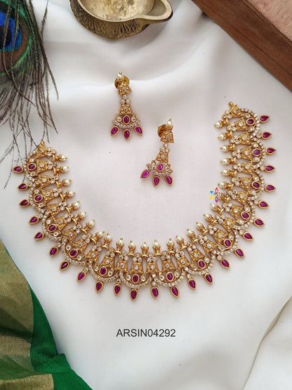 Antique White and Ruby Stone Necklace