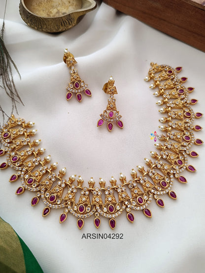 Antique White and Ruby Stone Necklace
