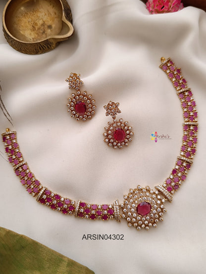 Ruby and White Stone Necklace