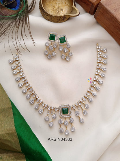 Diamond Look Like Emerald Necklace