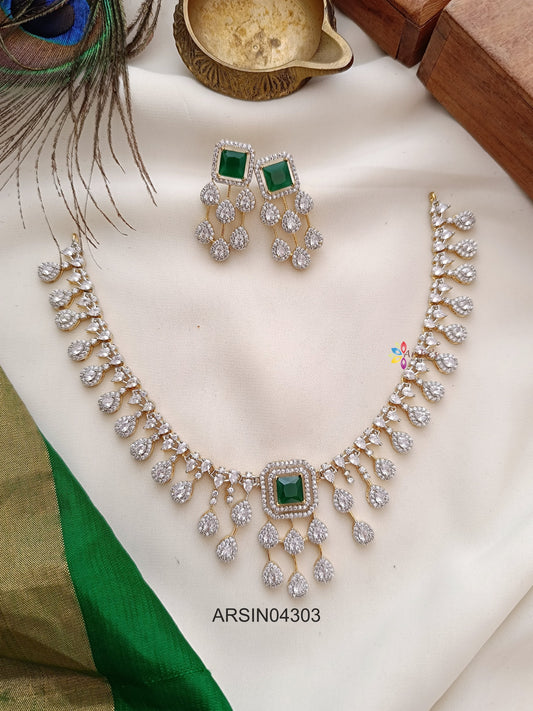 Diamond Look Like Emerald Necklace