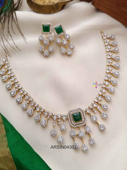 Diamond Look Like Emerald Necklace