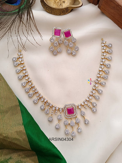 Diamond Look Like Pink Necklace