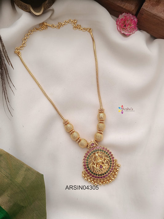 Lakshmi Pendant Gold Ball Necklace