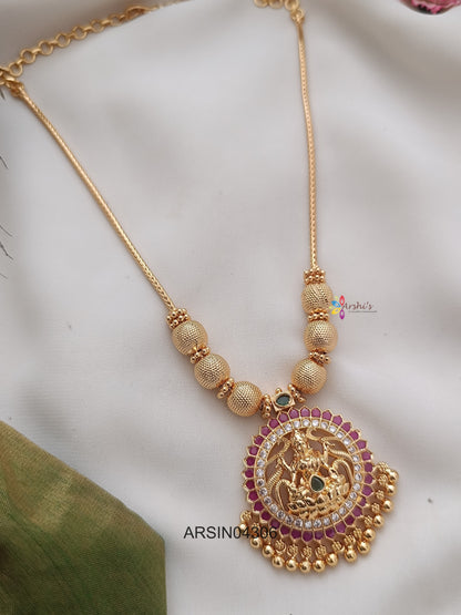 Lakshmi Pendant Gold Ball Necklace