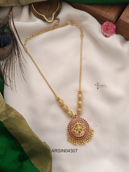 Lakshmi Pendant Gold Ball Necklace