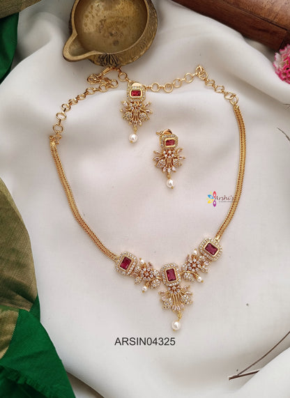 Red and White Stone Necklace