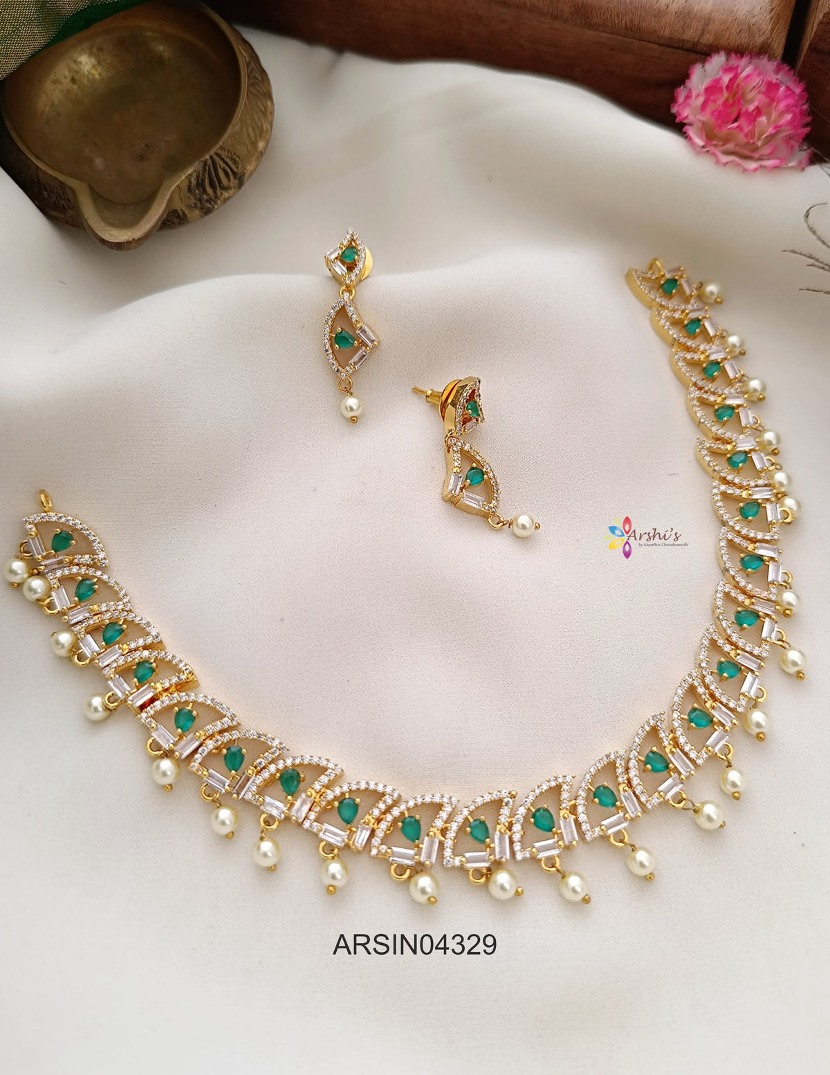 Diamond Look Like Pearl Drop Necklace