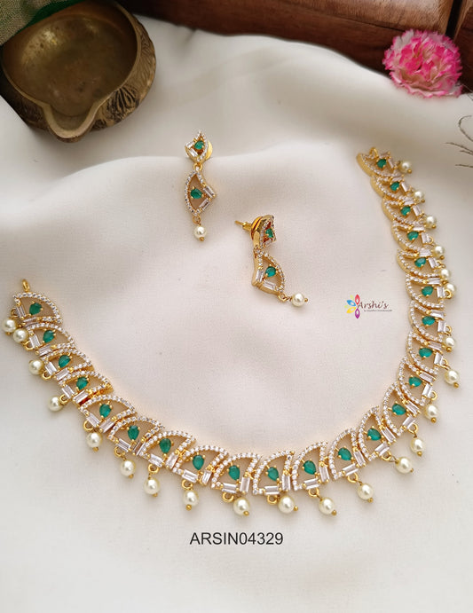 Diamond Look Like Pearl Drop Necklace