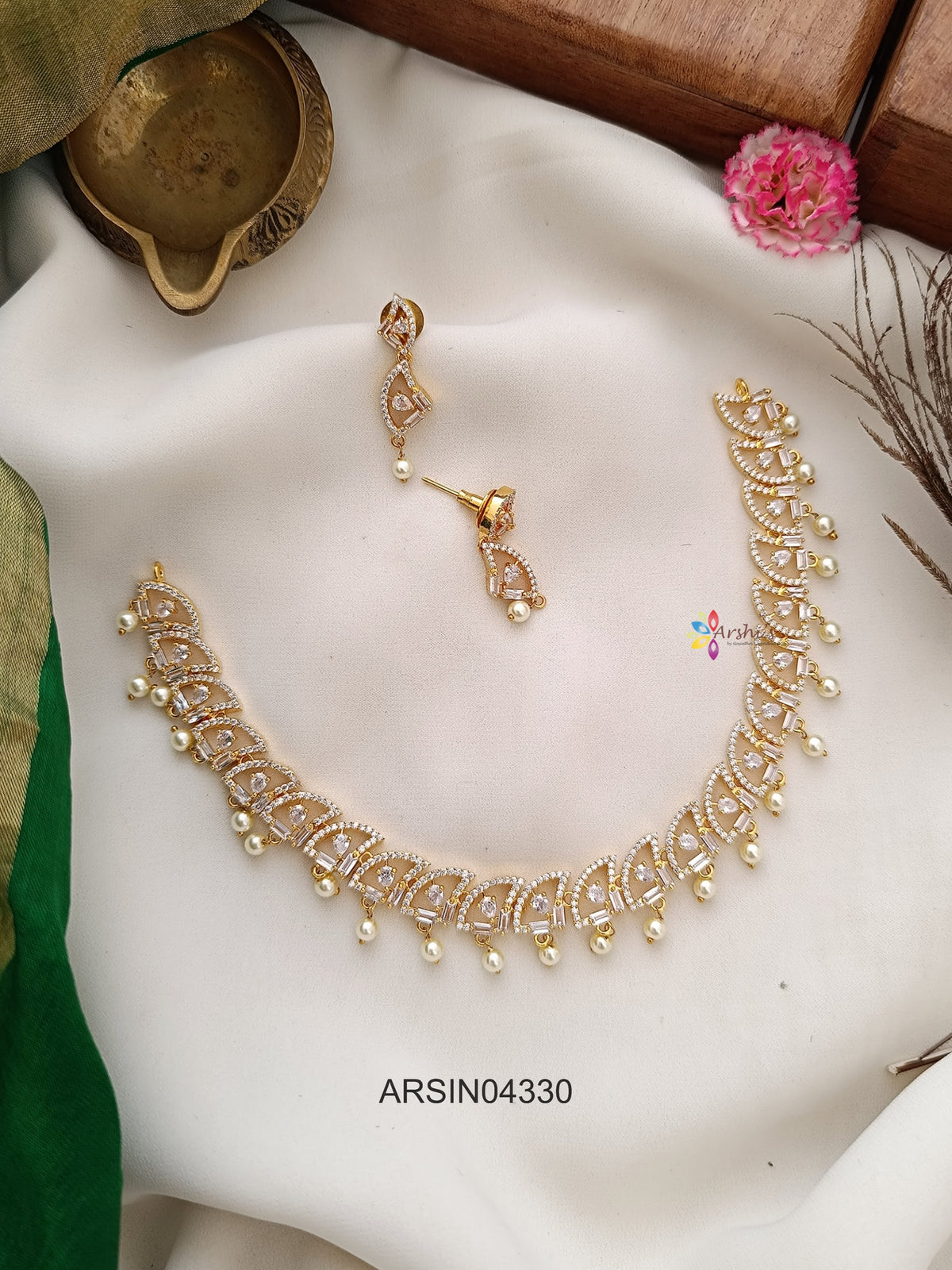 Diamond Look Like Pearl Drop Necklace