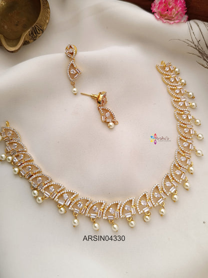 Diamond Look Like Pearl Drop Necklace