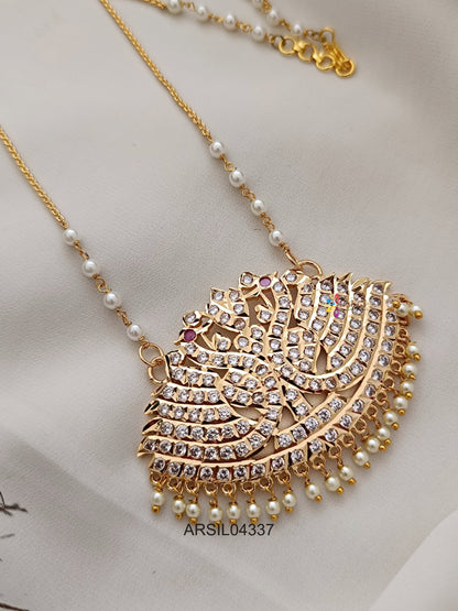Peacock White Stone Pendant Haram