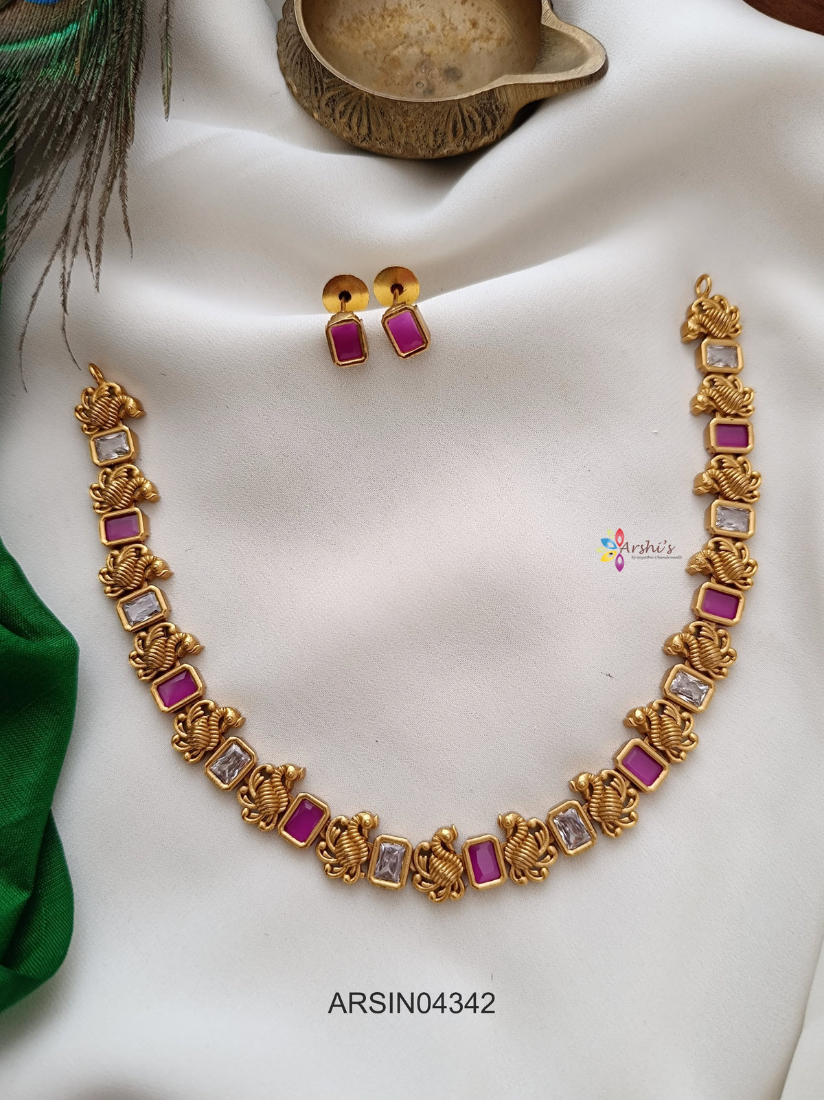 Ruby and White Stone Necklace