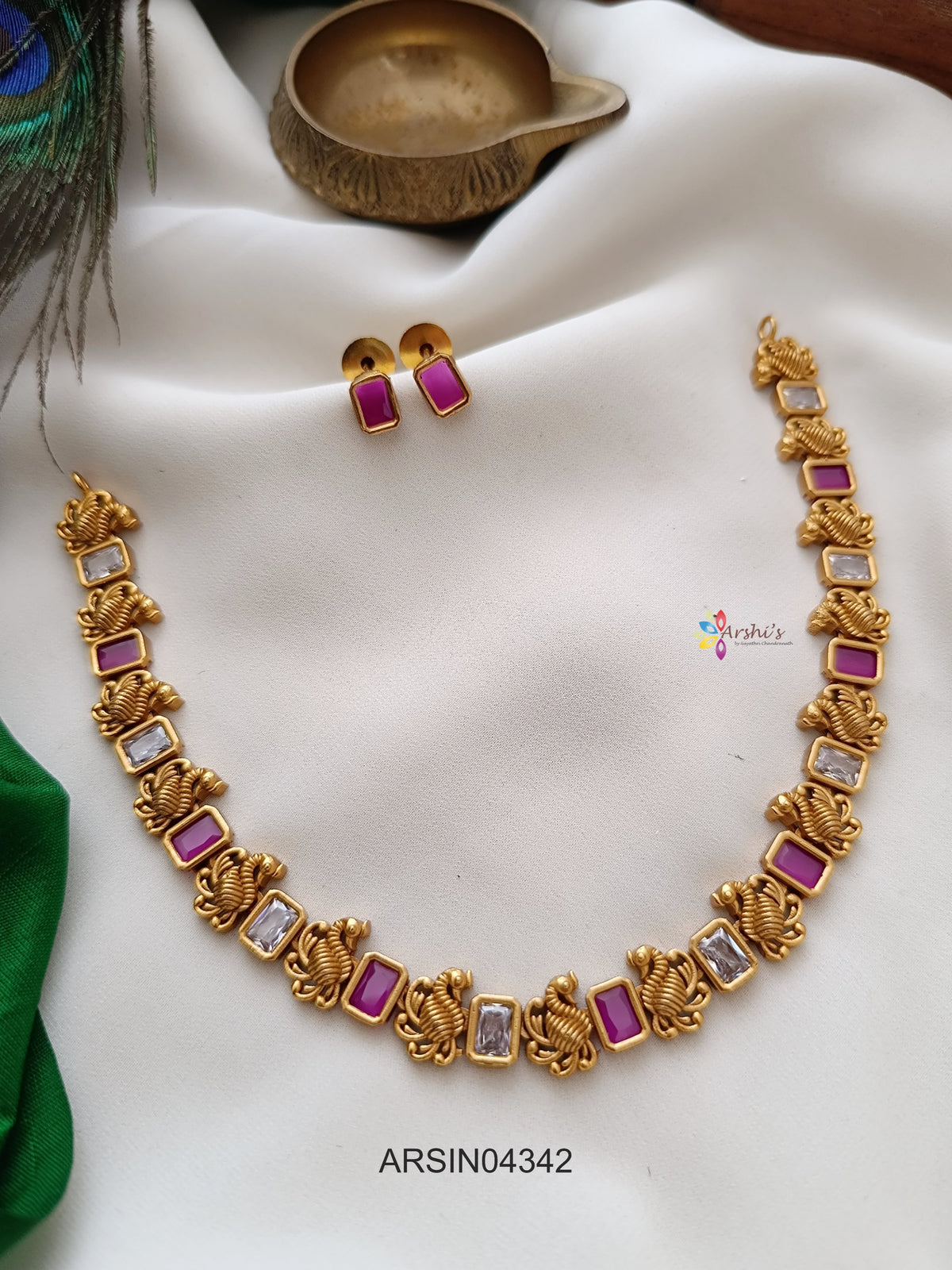 Ruby and White Stone Necklace