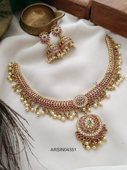 Kemp Stone Pearl Drop Kante Necklace