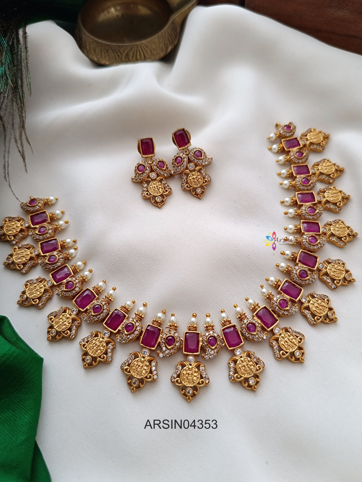 Ruby Stone Ramparivar Necklace