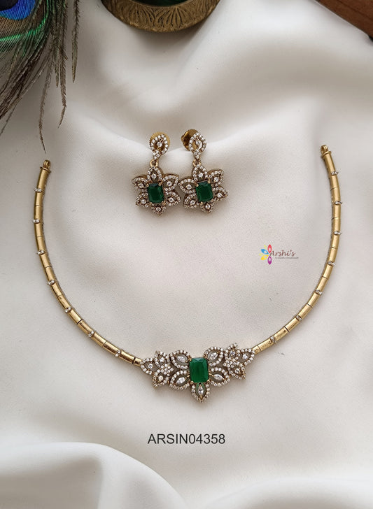 Emerald AD Stone Hasli Necklace