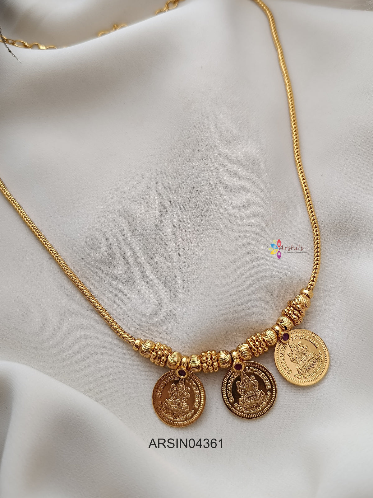 Three Lakshmi Coin Necklace