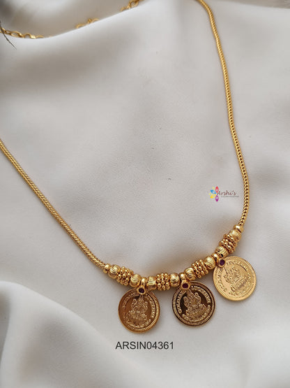 Three Lakshmi Coin Necklace