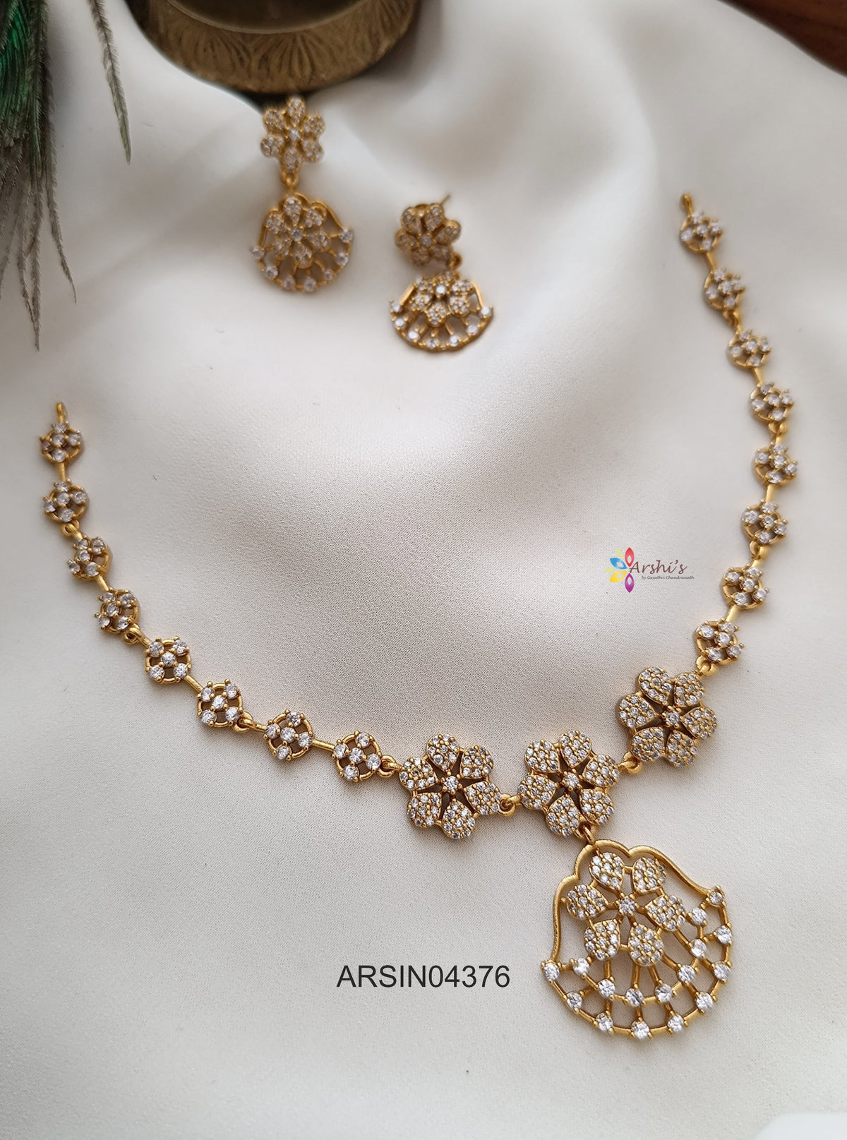 White AD Stone Necklace