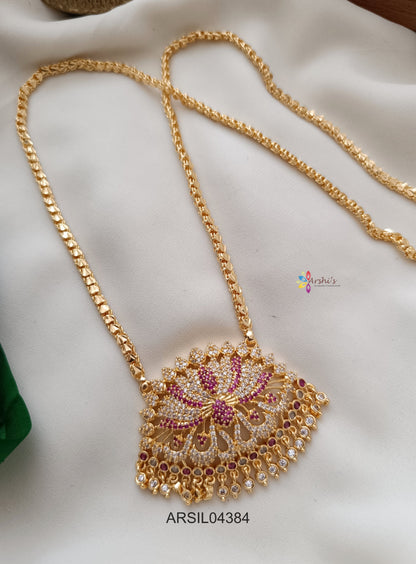 Vintage Lotus Stone Pendant Long Haram