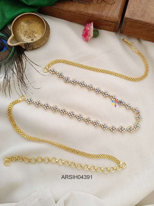 Silver White Stone Hip Chain