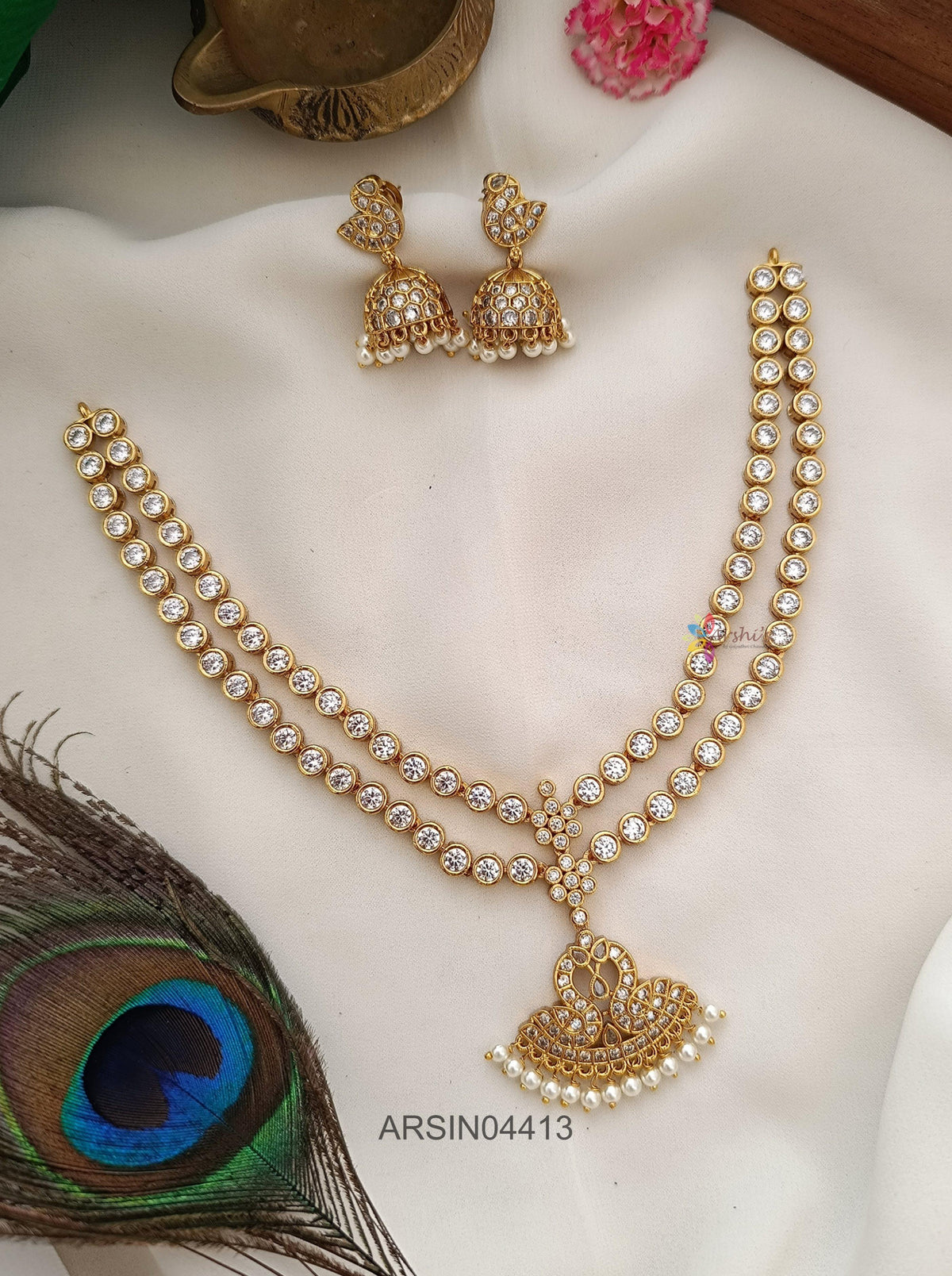 Two Layer AD Stone Necklace