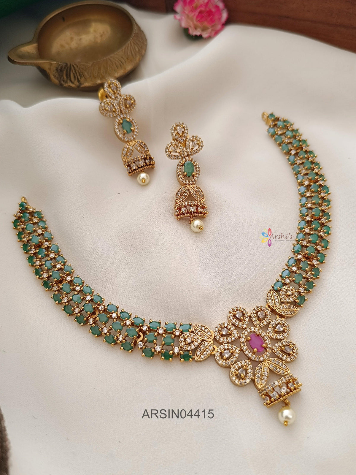 Emerald and AD Stone Necklace