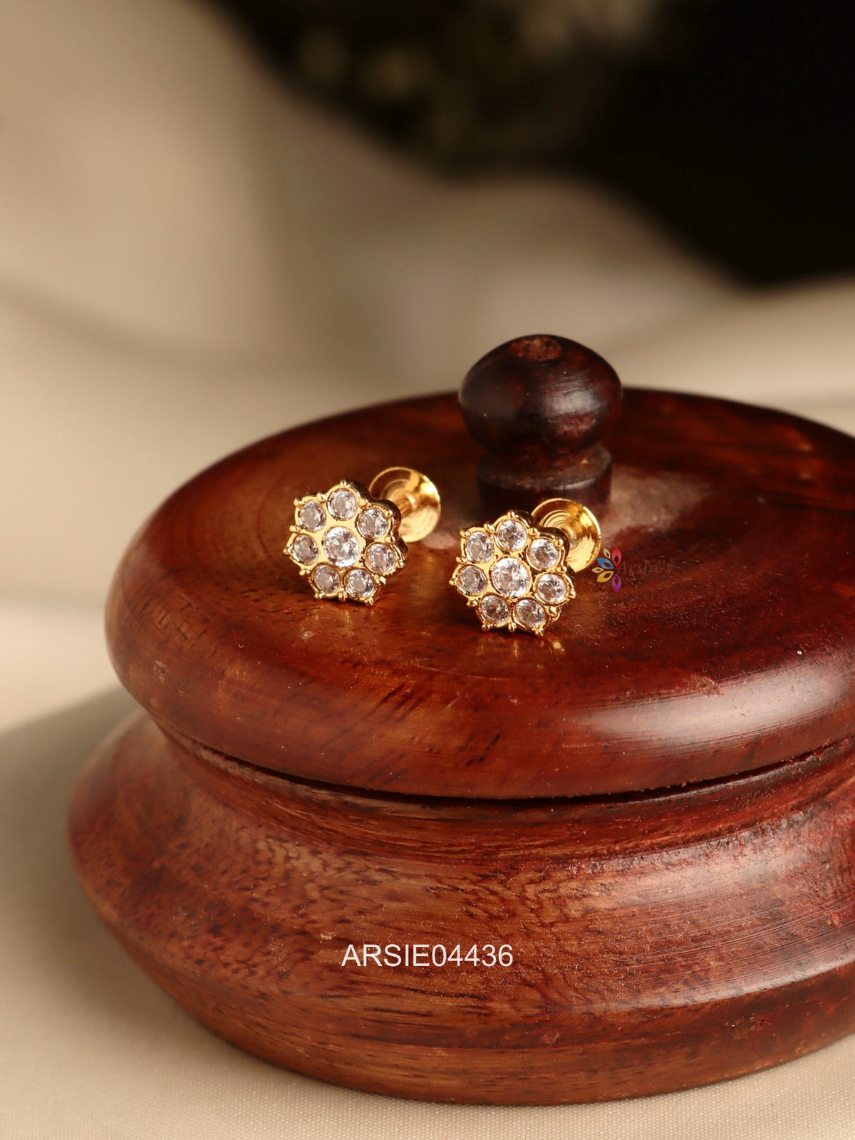 White Stone Ear Studs