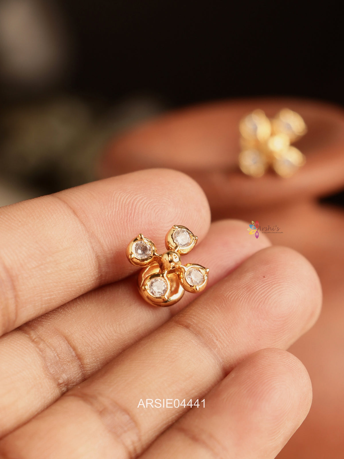 Four White Stone Earrings