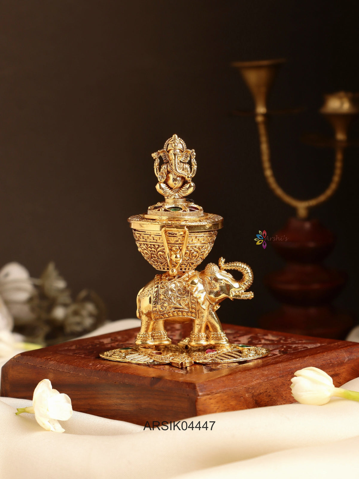 Elephant and Ganesha Idiol Kumkum Box