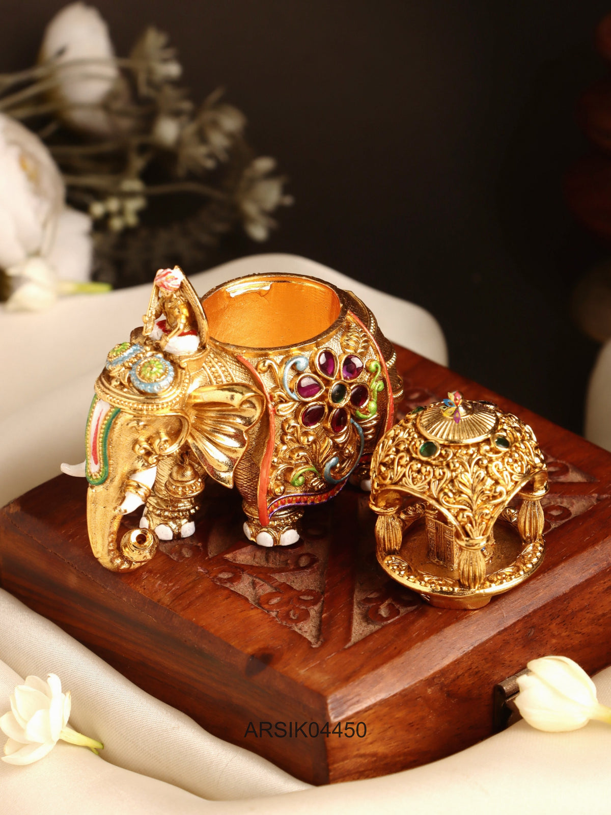 Antique Elephant Kumkum Box