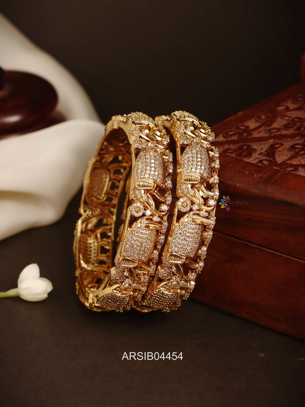 Elephant White Stone Bangles