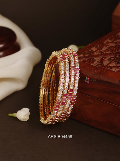White and Ruby Stone Bangles